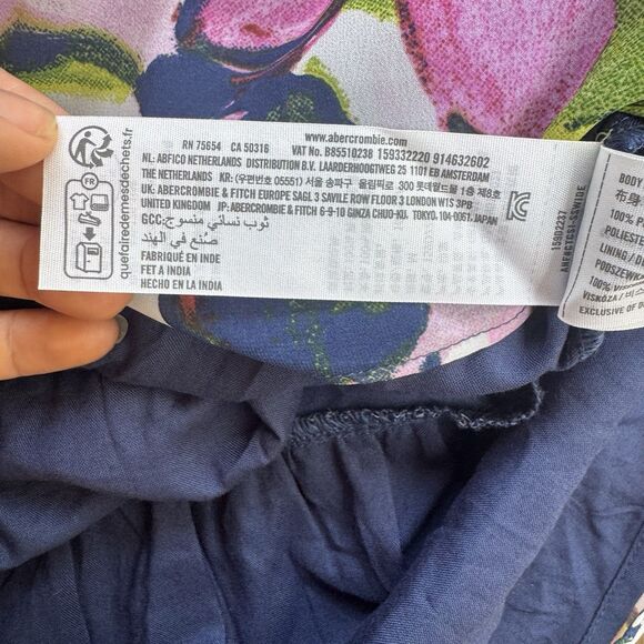 Abercrombie & Fitch Dress  Size M Tiered Chiffon Babydoll Floral Y2K Boho Hippie - Picture 7 of 15